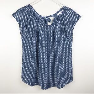 Lauren Conrad navy heart print blouse Size M